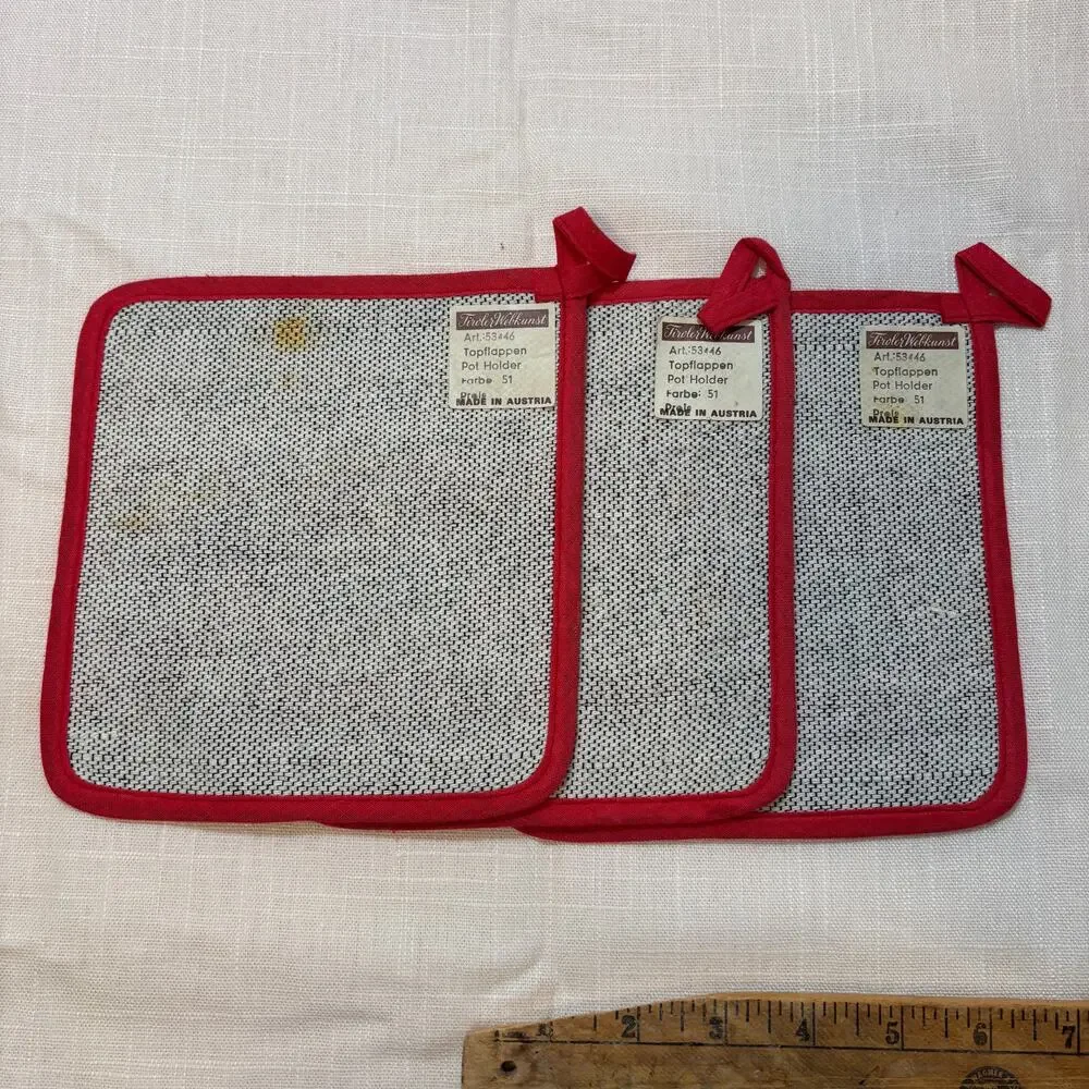 Vintage Tiroler Webkunst Pot Holders Set 3 Austria Tyrolean Folk Art Woven 53446